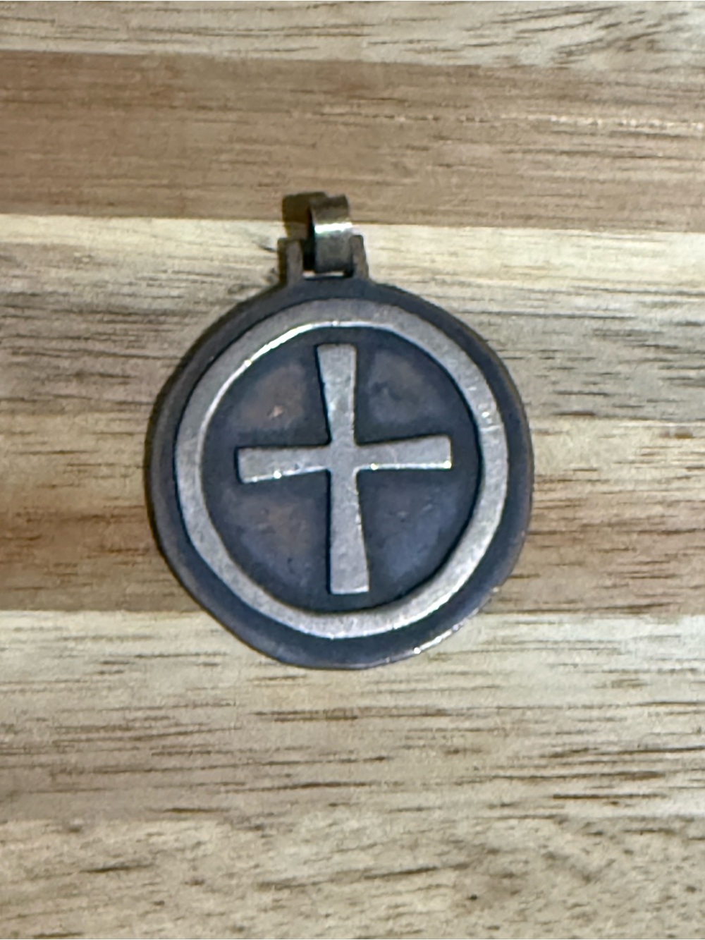 Rare Retired James Avery Copper and Sterling Silver Cross Round Pendant